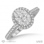 Ashi 1/2 CT Oval Locebright Essential Ring with  Yellow Accents